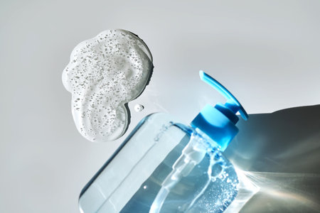 The texture of hand washing gel or dish washing gel on a white background.の写真素材