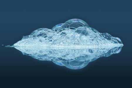 Beautiful soap bubbles of detergent or shower gel.の写真素材