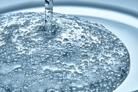 The texture of hyaluronic cleansing for the face or serum in blue tones.