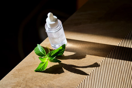 Natural mint essence dropper bottle healthcare concept