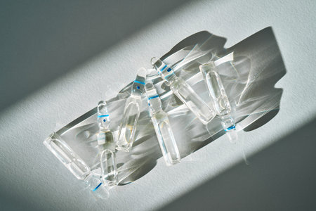 Glass ampoules containing medical liquid for vaccination and treatment