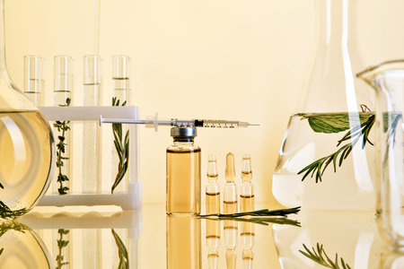 Natural herbal medicine research and development in laboratoryの写真素材