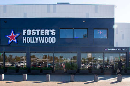 Badajoz, Spain; December 1, 2020. General shot of the cover of the Foster Hollywood restaurantのeditorial素材