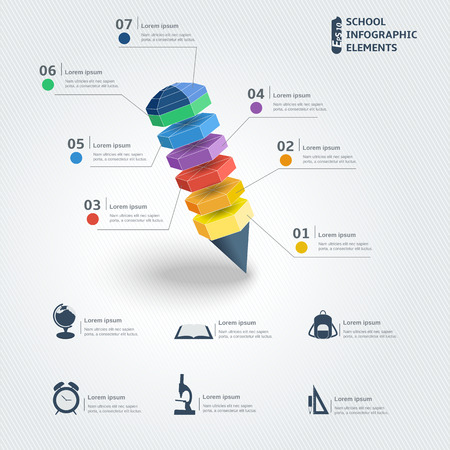 Education and school 3d infographics illustrationのイラスト素材