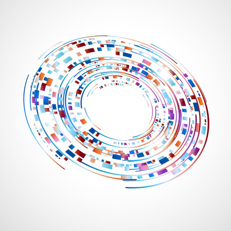 Abstract technology background with colored rectangles and linesのイラスト素材