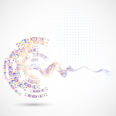 Abstract technology background with colored rectangles and linesのイラスト素材