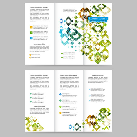 Colored tri fold business brochure design template with geometric elements for your businessのイラスト素材