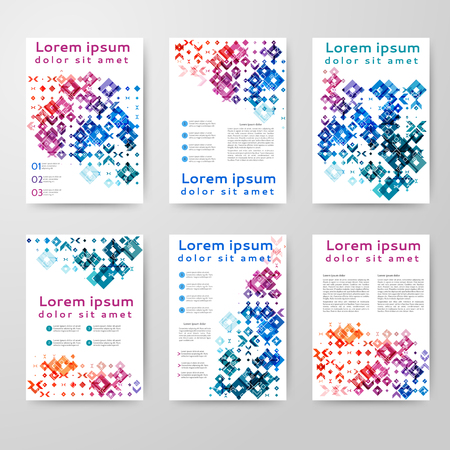 Set of colored abstract brochure template with geometric elements for your businessのイラスト素材