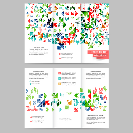 Colored tri fold business brochure design template with geometric elements for your businessのイラスト素材