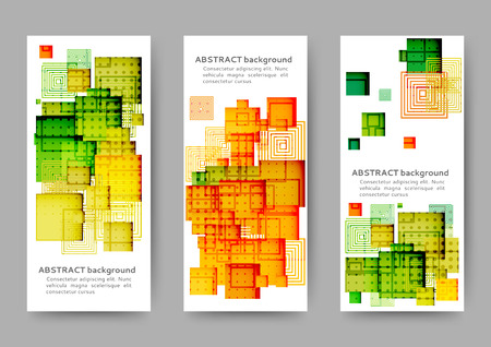 Set of color banners with geometric elements can be used for web site, blog, print and presentationのイラスト素材
