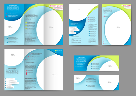 Set of color abstract brochure template with abstract lines and waves for your businessのイラスト素材