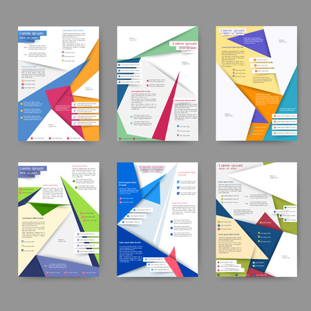 Set of color abstract brochure template with geometric elements for your businessのイラスト素材