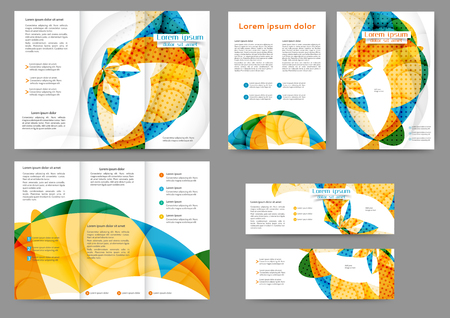 Set of color abstract brochure template with abstract lines and waves for your businessのイラスト素材