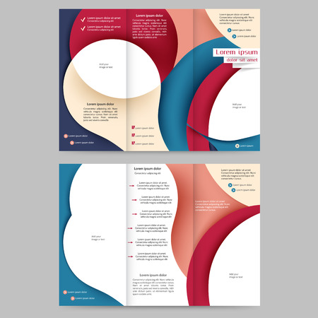 Color tri fold business brochure design template with abstract lines and waves for your businessのイラスト素材