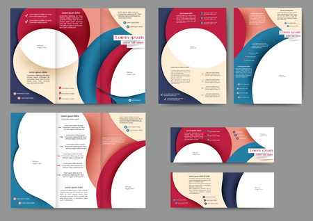 Set of colored abstract brochure template with abstract lines and waves for your businessのイラスト素材