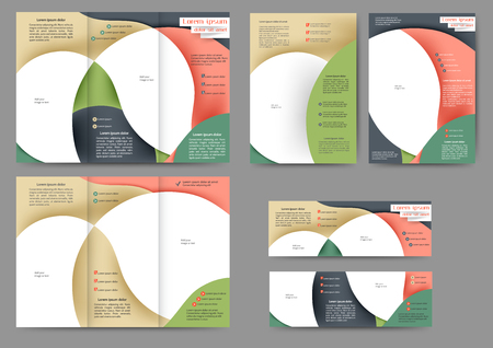 Set of color abstract brochure template with abstract lines and waves for your businessのイラスト素材