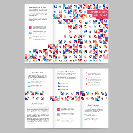 Color tri fold business brochure design template with geometric elementsのイラスト素材