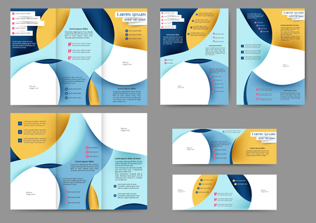 Set of color abstract brochure template with abstract lines and wavesのイラスト素材
