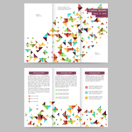 Color tri fold business brochure design template with geometric elementsのイラスト素材