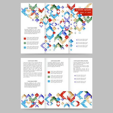 Color tri fold brochure design with geometric elementsのイラスト素材