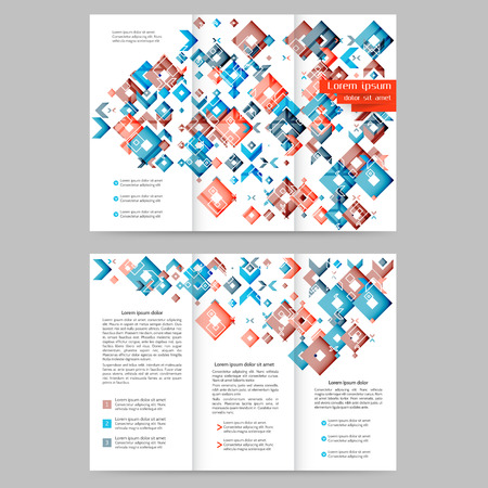 Color tri fold business brochure design with geometric elementsのイラスト素材