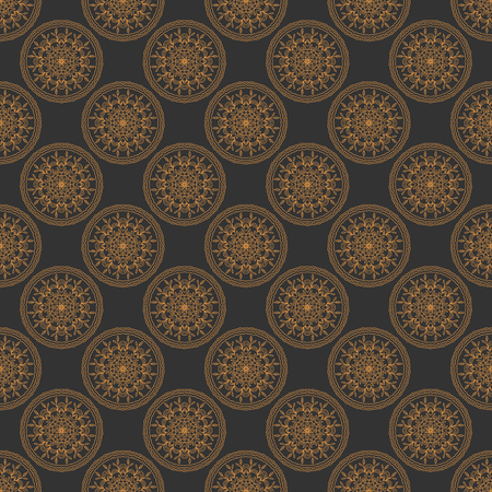 Gold floral mandala seamless pattern. Geometric circle element can be used for background.のイラスト素材