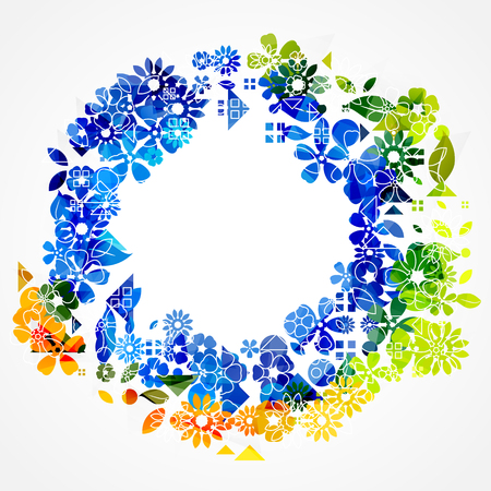 Abstract color background with decorative floral elementsのイラスト素材