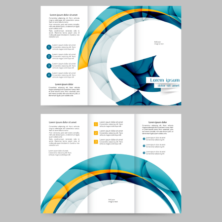 Color tri fold business brochure design with abstract lines and wavesのイラスト素材