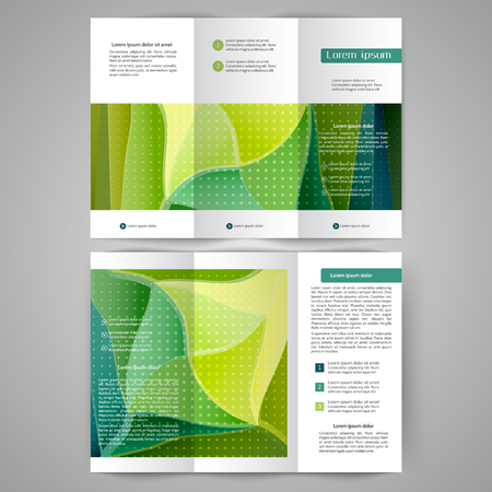 Color tri fold business brochure with abstract lines and wavesのイラスト素材