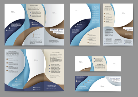 Set of color brochure template with abstract lines and wavesのイラスト素材