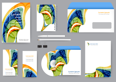 Creative corporate identity template with abstract lines and waves.のイラスト素材