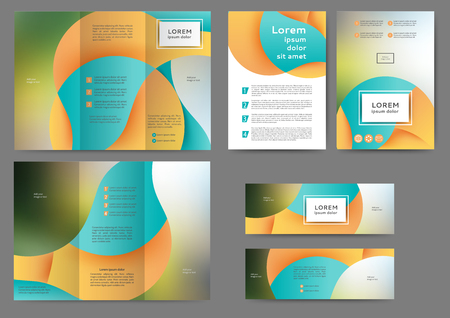 Set of color abstract brochure template with abstract lines and waves.のイラスト素材