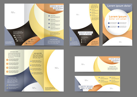 Set of color abstract brochure template with abstract lines and waves.のイラスト素材
