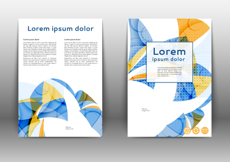 Color brochure template with abstract lines and waves のイラスト素材
