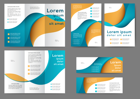 Set of colorful brochure template with abstract lines and waves.のイラスト素材