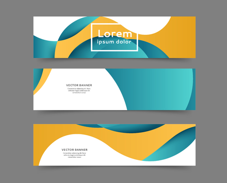 Set of web banner templates for your site or blog with abstract lines and wavesのイラスト素材