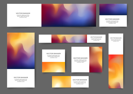 Set of abstract web banner templates with abstract blurred background. Different sizesのイラスト素材