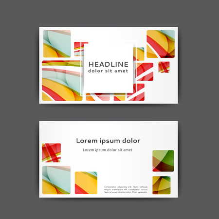Color business card template with abstract lines and wavesのイラスト素材