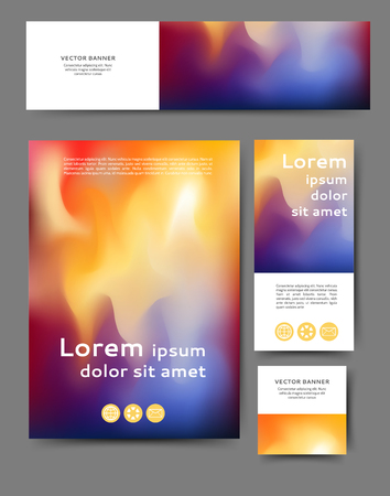 Set of advertising flyers and banners with abstract blurred backgroundのイラスト素材