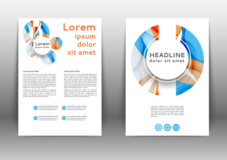 Color brochure template with abstract lines and waves のイラスト素材