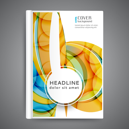 Template book cover with abstract lines and wavesのイラスト素材