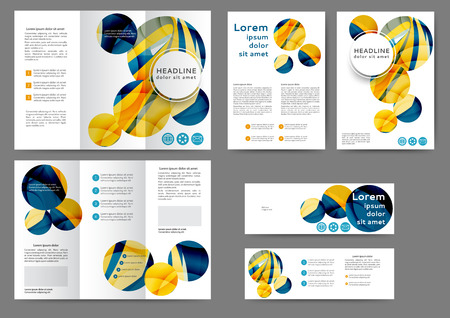 Set of color brochure template with abstract lines and waves のイラスト素材