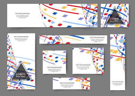 Set of web banner templates for your site or blog with geometric elements. Different sizesのイラスト素材