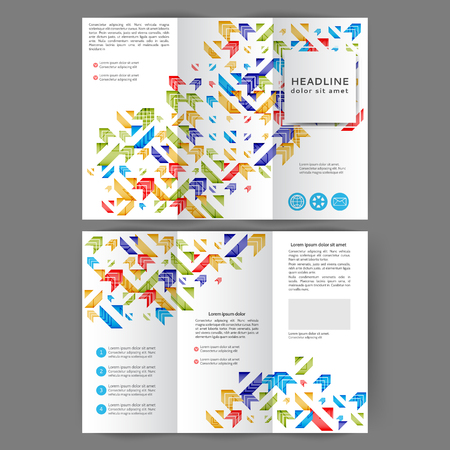 Color tri fold business brochure design template with geometric elementsのイラスト素材