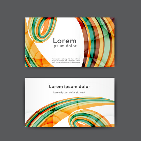 Color business card template with abstract lines and wavesのイラスト素材