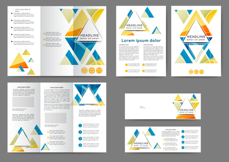 Set of color abstract brochure template with geometric elements.のイラスト素材