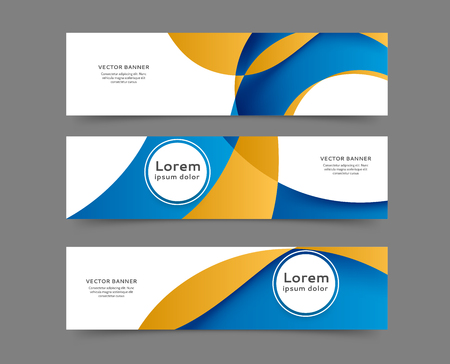 Set of web banner templates for your site or blog with abstract lines and waves.のイラスト素材