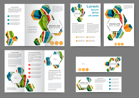 Set of color brochure template with abstract lines and waves.のイラスト素材