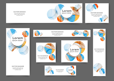 Set of web banner templates for your site or blog with abstract lines and waves. Different sizesのイラスト素材