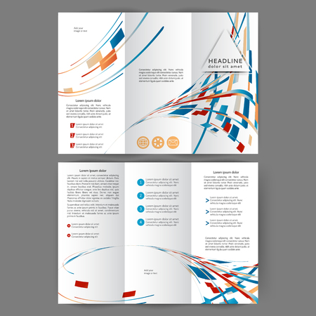 Color tri fold business brochure design template with geometric elements のイラスト素材